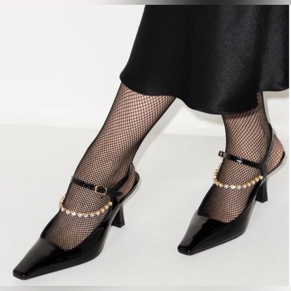 Nwb KHAITE Sidney 65mm black rhinestone patent pumps size 41 10.5